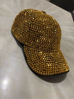 Gold Crystal Embellished Women's Baseball Cap - Unbranded